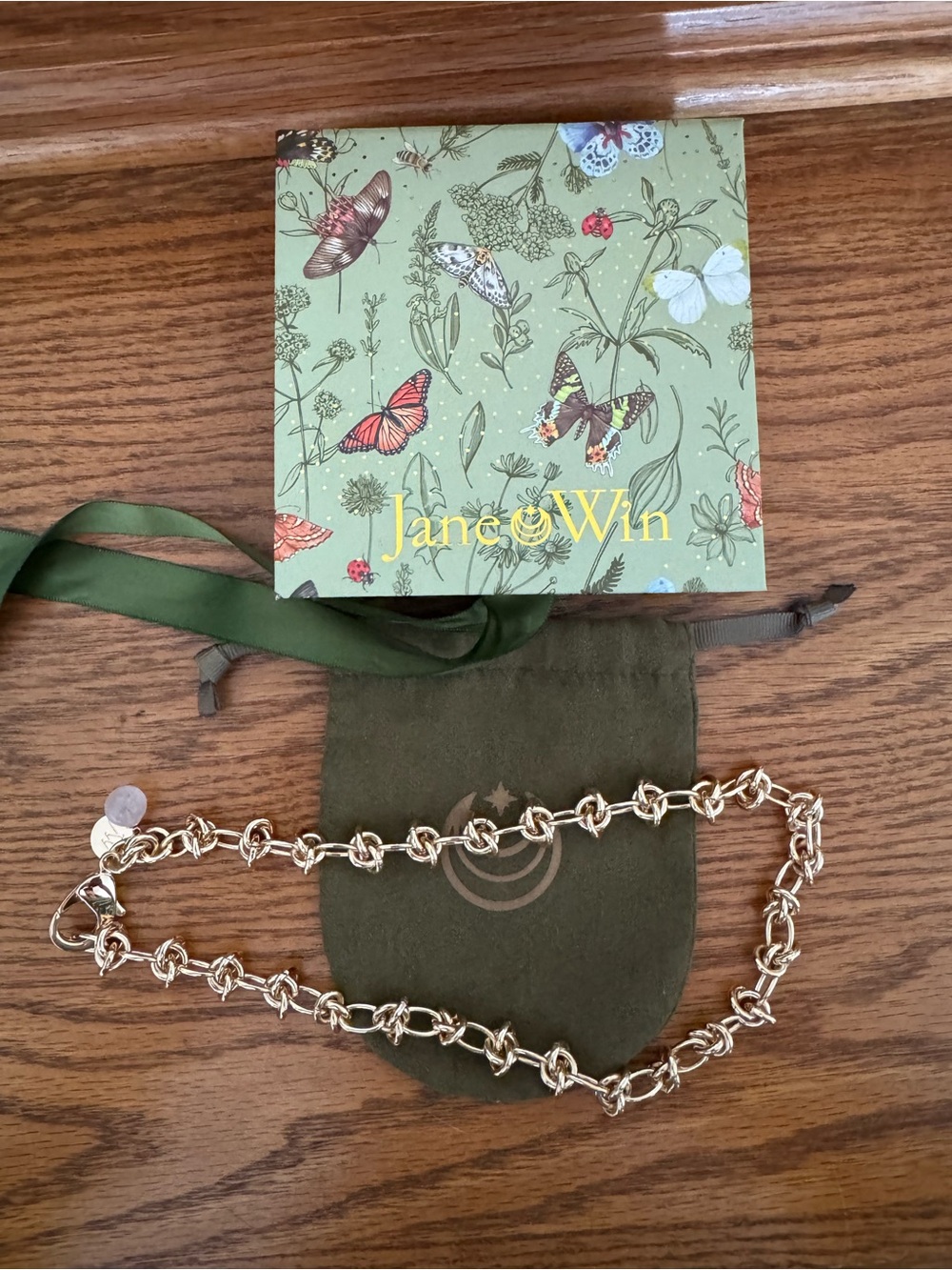 Jane Win In a Knot Chain with Rose Quartz Bead 18 inches